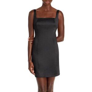 AQUA SATIN SLEEVELESS BODYCON DRESS